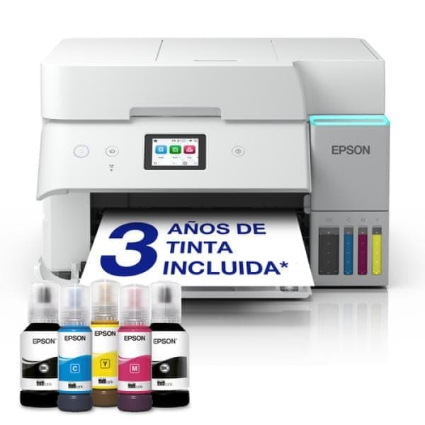 Epson EcoTank ET-4956 Imprimante à Réservoirs D’Encre | Télétravail | Wi-FI, Ethernet | A4 | Imprimer Recto Verso, Copier, Numériser, Faxer | Écran Tactile 6,1cm | ADF | Jusqu’à 3 Ans d’Encre Inclus - 1