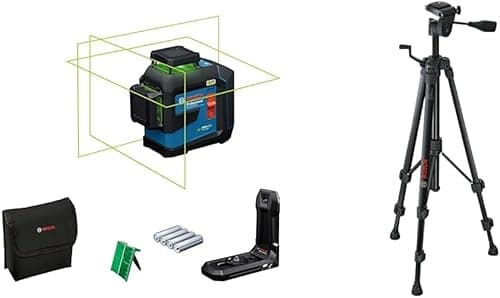 Bosch Professional line Laser GLL 80-33 G (Bracket LB 10, Green Laser, Working Range: up to 30m, 4x1.5V LR6 Batteries) + Tripod BT 150 (Height: 55 - 157 cm, thread: 1/4")