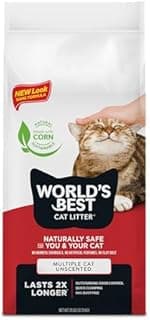 WORLD'S BEST CAT LITTER Multiple Cat Unscented, 28-Pounds - Natural Ingredients, Quick Clumping, Flushable, 99% Dust Free - Long-Lasting Odor Control & Easy Scooping