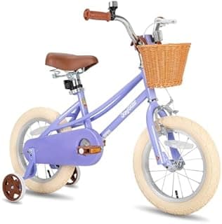 JOYSTAR 14 inch Kids Bike for Toddlers 3-5 Years Girls, Girls Bike with Stabilisers & Basket, Purple - 1