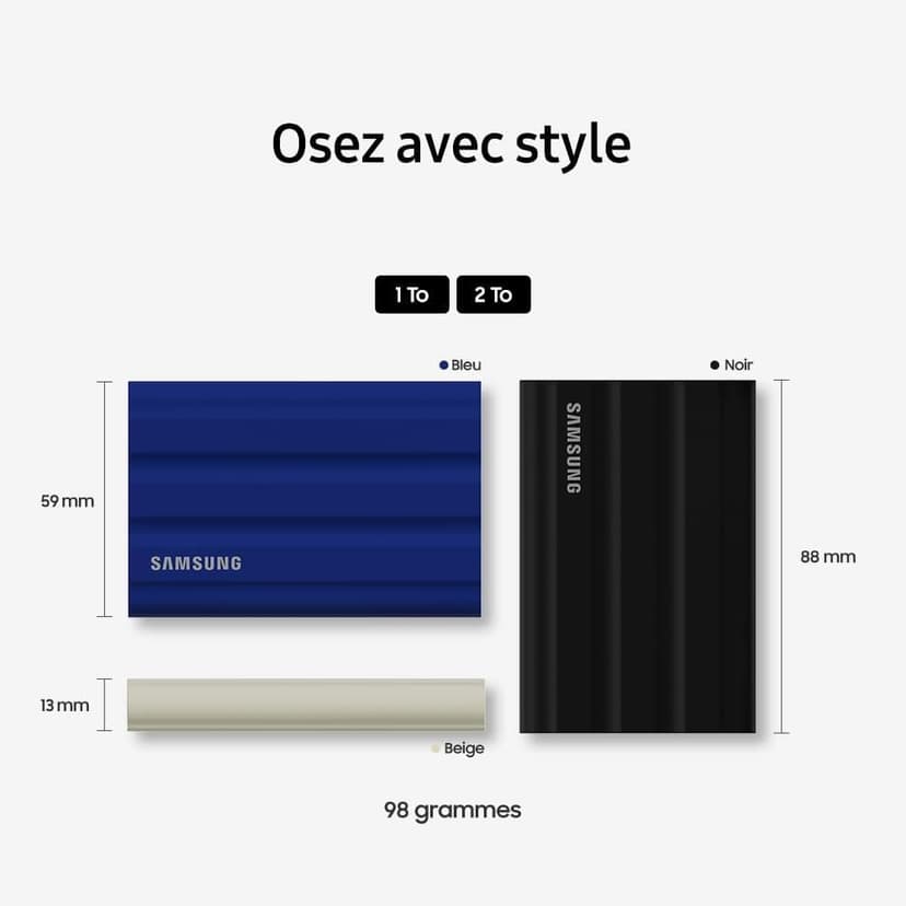 Samsung SSD Externe T7 Shield, 2 To, Beige, MU-PE2T0K/EU, vitesse de lecture/écriture jusqu'à 1050Mo/s, USB 3.2 Gen 2 - 9
