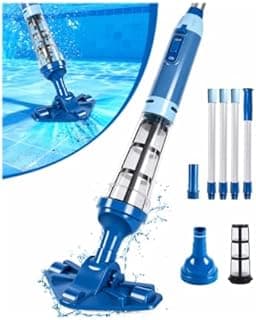 PoolLeader Pool Vacuum Cleaner Battery, 60L/Min Cordless Pool Vacuum Cleaner, Manual Pool Vacuum Cleaner with Water Sensor & 2 Removable Cleaning Heads, Vacuum Cleaner for Pools up to 90 min Duration - 1