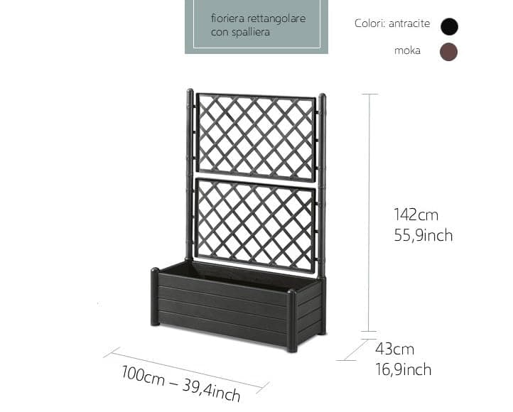 Stefanplast Italy tray with espalier, plastic, rectangular, 100 x 43 x H. 142 cm anthracite - 3