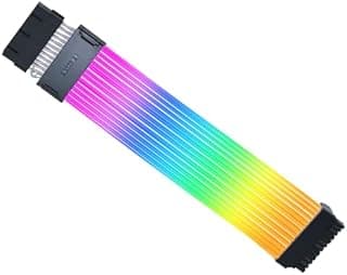 LIAN LI Strimer Wireless 24-Pin RGB Extension Cable – 132 Addressable LEDs, Including Wireless Controller for L-Connect 3, 2.4 GHz Wireless Connection, Premium Sleeving, Perfect Cable Management - 1