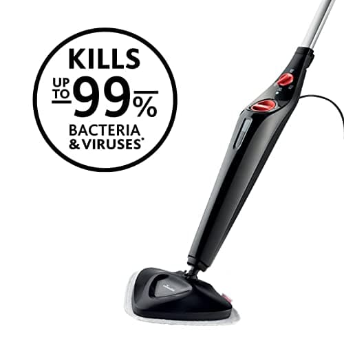 Vileda Steam Plus Steam Cleaner with PowerPad and 2 Microfibre Replacement Pads, Hygienic Floor Cleaner for Tiles, Laminate & Parquet, Heating Time: 15 Seconds, Eco Packaging - 2