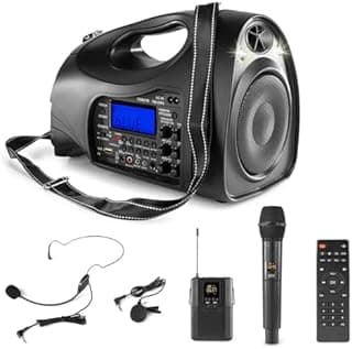 Vonyx Portable Handheld PA System ST016 with Wireless Mic, Rechargeable Battery, Bluetooth, FM Radio, Portable Tour Guide Speaker for Presentations, Events and Tours - 1