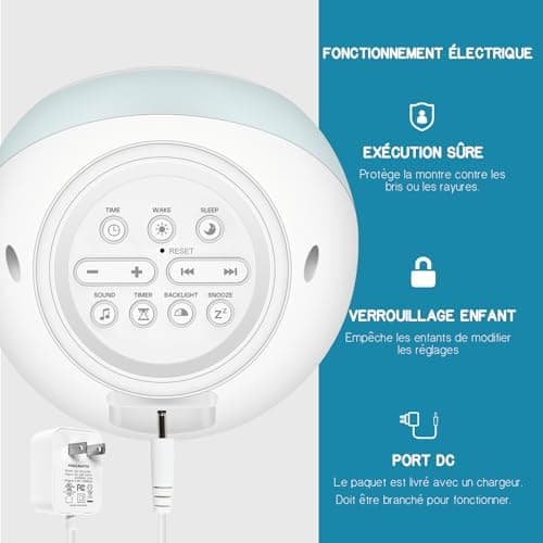 iHoo Toddlers Sleep Training Clock, Kids Alarm Clock with Night Light & Nap Timer, Ok to Wake Clock Gift for 2-9 Years Girls Boys White - 4
