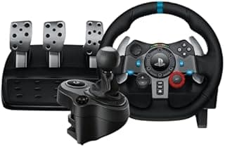 Logitech G G29 Driving Force volant de course et pédalier, retour de force, cuir véritable + Logitech G Driving Force levier de vitesse - pour PS5, PS4 et PC, Mac - Noir