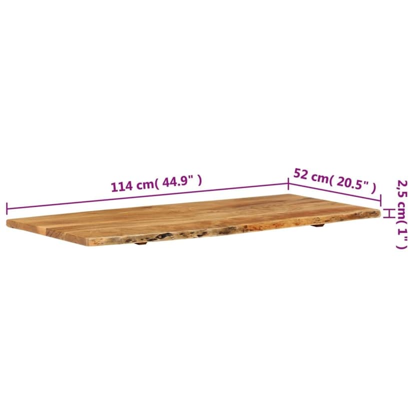 vidaXL Dessus de salle de bain en acacia massif - Accessoire d'évier en bois - Bord vivant - 2