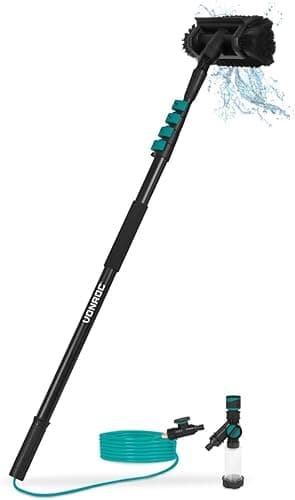 VONROC Window Cleaner with Telescopic Rod 4.6 m - Car Wash Brush with Handle, Professional Window Wiper with Washing Brush for Windows, Solar System - Includes Brush, Hose, Soap Dispenser