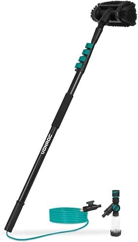 VONROC Window Cleaner with Telescopic Rod 4.6 m - Car Wash Brush with Handle, Professional Window Wiper with Washing Brush for Windows, Solar System - Includes Brush, Hose, Soap Dispenser
