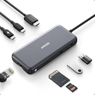 Anker Hub USB C 8 en 1 PowerExpand 100W, Power Delivery 4K@60Hz HDMI 10Gbps Type-C et 2 Ports de Données USB-A Port Ethernet, Lecteur de Carte Mémoire MicroSD et SD - pour Macbook Pro et Plus Encore