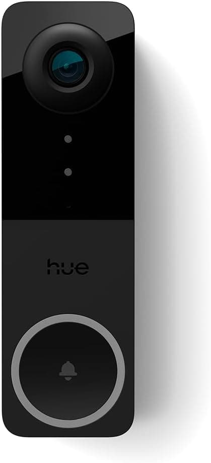 Philips Hue Sonnette vidéo filaire Secure, caméra 2K grand angle, notifications, Caméra de surveillance extérieure avec audio bidirectionnel et vue infrarouge, intégration avec les lampes Hue, noir - 1