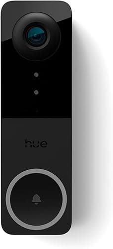 Philips Hue Sonnette vidéo filaire Secure, caméra 2K grand angle, notifications, Caméra de surveillance extérieure avec audio bidirectionnel et vue infrarouge, intégration avec les lampes Hue, noir