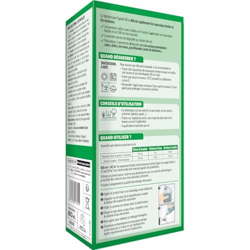 ROUNDUP Désherbant Concentré Cours, Allées & Terrasses – Format Économique 800ml – Action 2-en-1 Mauvaises Herbes & Mousses – Effets dès 1h - 2