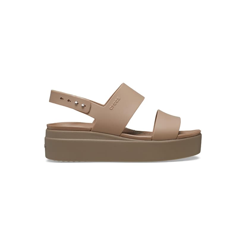 Crocs Femme Brooklyn Low Wedge Sandales, Latte/Mushroom, 38/39 EU - 5