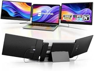 domyfan 14" Laptop Screen, S3 FHD 1080P IPS Triple Portable Monitor Laptop, HDMI/USB-A/Type-C Plug and Play, Compatible with Windows/Mac/Android/Chrome - 1