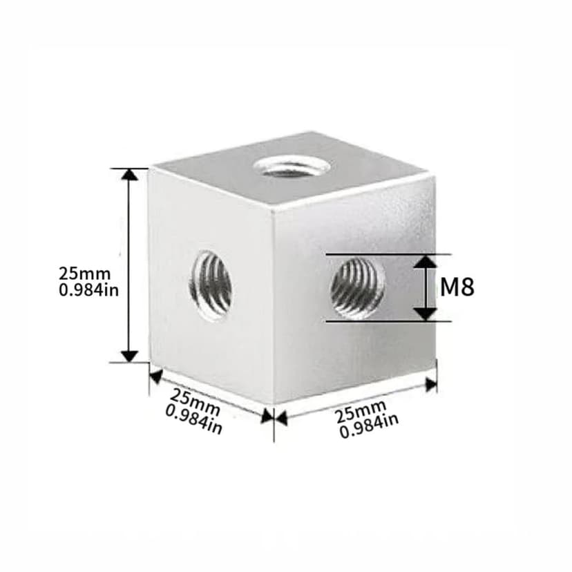 Orivin 20Pcs M-3 Cube Connector Aluminium Profile Hexagonal Square Fixing Block for Fixed Acrylic Sheet Hardware Lighting 10x10x10mm, Silver - 2