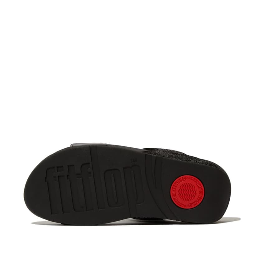 Fitflop Women's Lulu Glitter Slides, Summer Sandal - Lightweight & Comfortable with Natural Arch Support - Black Glitter - 6 UK - 4