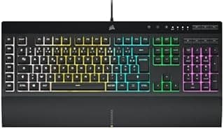 CORSAIR K55 RGB PRO Clavier de Jeu Filaire à Membrane – IP42 Résistant à la Poussière et Aux éclaboussures – 6 Touches Macro Intégration Elgato – Compatible iCUE – AZERTY FR – PC, Mac, Xbox – Noir