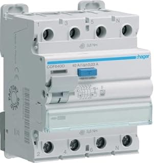 Hager Disjoncteur différentiel CDF640D 4p 10kA 40A 30mA F Disjoncteur différentiel 3250611621614 - 1