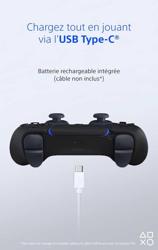 Sony, Manette PlayStation 5 Officielle DualSense, Sans Fil, avec Retour Haptique & Gâchettes Adaptatives, Micro Intégré, Batterie Rechargeable, Compatible PS5/PC, Couleur : Midnight Black - 6