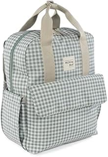 Walking Mum. Sac à dos I Love Vichy. Sac à langer polyvalent avec poignées courtes et sangles à porter sur les épaules. Dimensions : 37 x 28 x 12 cm.