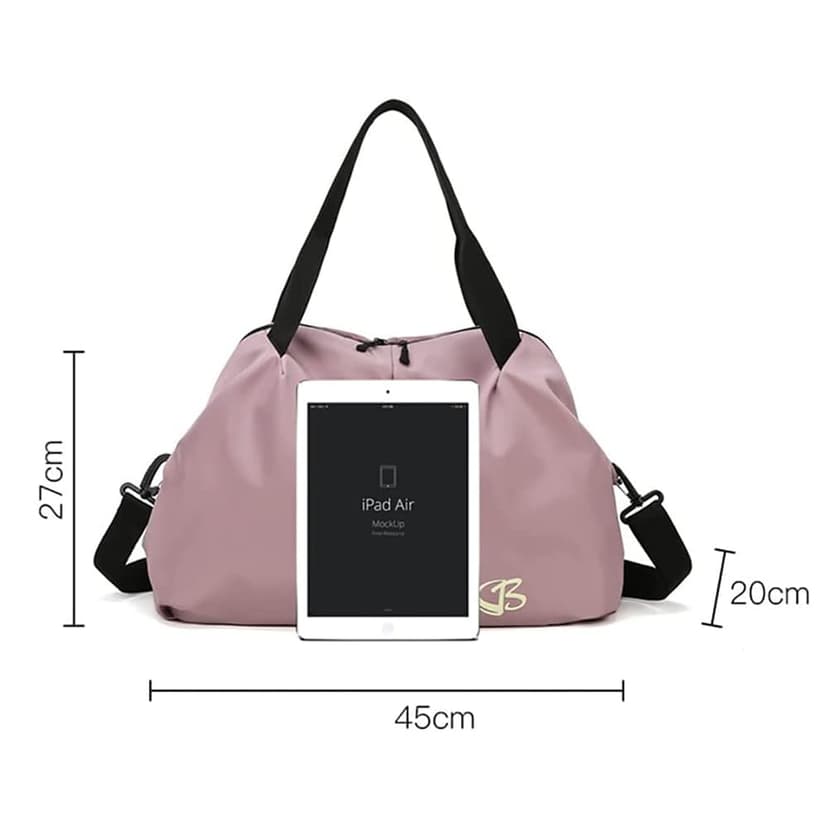 Vllcsla Sac de Sport Femme Petit, Poche Humide, 45x27x20 cm, Imperméable Sac à Bandoulière de Sport/Voyage, Sacs de Week-End à Main, Sacs de Voyage Femme Piscine, Léger, Doux (Rose foncé) - 5