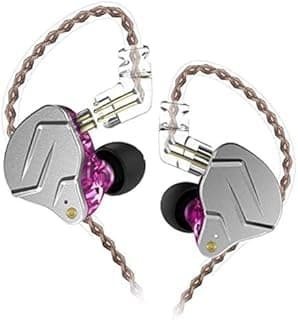 CCA KZ ZSN Pro Dual Drivers 1BA 1DD in Ear Earphones HiFi Power Bass Earbuds Headphones High Clarity Sound Wired Earphones with Detachable Cable for Audiophile Musician-Purple No Mic - 1
