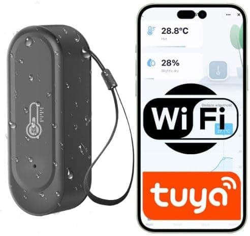 Sone Smart One WiFi Outdoor Thermometer with App, Temperature and Humidity Sensor Outdoor, Tuya Smart Life, IP65, Black, Battery Operated, WiFi Thermometer Outdoor
