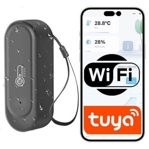 Sone Smart One WiFi Outdoor Thermometer with App, Temperature and Humidity Sensor Outdoor, Tuya Smart Life, IP65, Black, Battery Operated, WiFi Thermometer Outdoor - 1