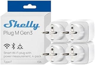 Shelly Plug M Gen3 Weiß - WLAN & Matter Smarte Steckdose, Leistungsmessung, 13A, 3000W, Zeitschaltuhr, Stecker, Smart Home Stecker, Alexa & Google, Apple HomeKit, Kein Hub Erforderlich (4 Stück) - 1