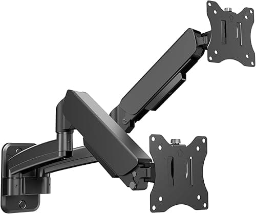 IMtKotW Support Mural Ecran PC pour 2 Ecran de 17 à 32, Capacité de Charge 2-9 kg, Hauteur Réglable, Inclinaison, Rotation et Pivotant, VESA 75 x 75, 100 x 100 mm Bras Ecran PC