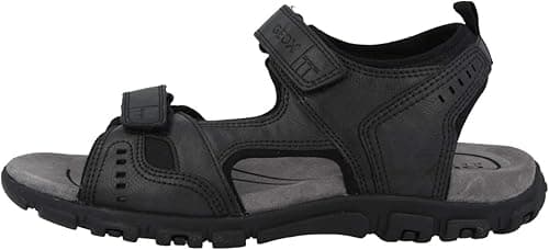 Geox Mens Uomo Strada Sandals, Black, 8 UK