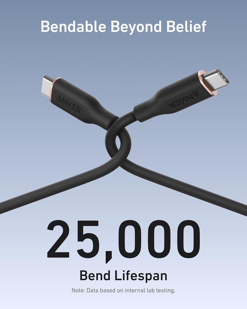 Anker USB C Cable, 240W Type C Flow Cord, Fast Charging for MacBook Pro, iPhone 17/16/15, iPad Pro, Samsung Galaxy,and More (USB 2.0, 6FT, Black) - 5
