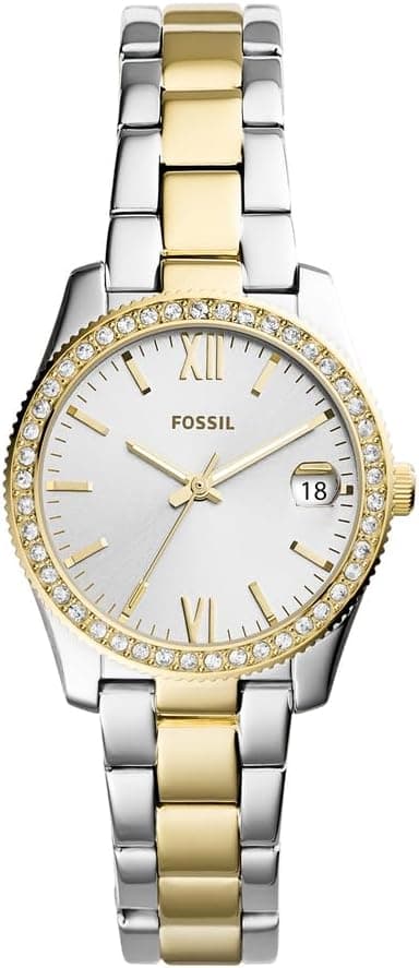 Fossil Watch for Women Scarlette Mini, Quartz Movement, 32 mm 2T Silver/Gold Stainless Steel Case with a Stainless Steel Strap, ES4319 - 1