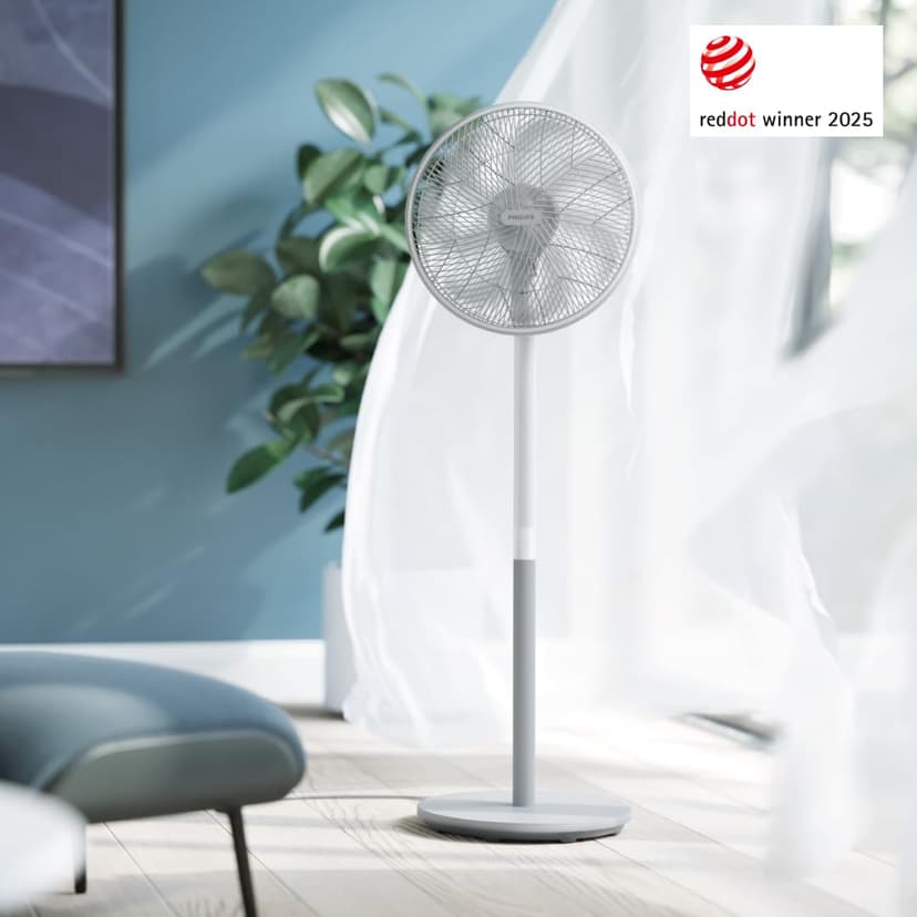 Philips Pedestal Fan Series 2000. Powerful & Ultra-Quiet with SilentWings Technology. 19 dB. 2-in-1 Table & Standing Fan. Adjustable Tilt & Oscillation. 12h timer. White. (CX2550/00) - 2