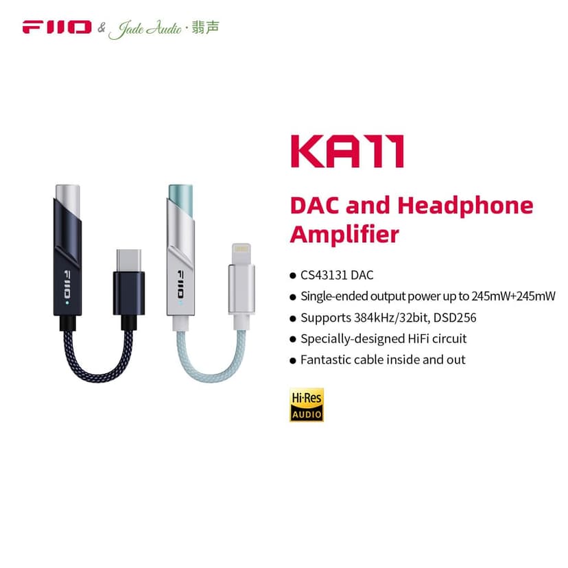 FiiO KA11 USB Dongle DAC and Amp (USB-C, Black) - 2