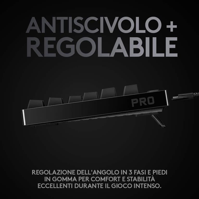 Logitech G PRO Tastiera gaming meccanica, ultraportatile senza tastierino numerico, cavo micro-USB rimovibile, tasti con retroilluminazione RGB LIGHTSYNC da 16,8M di colori, US Intl, PC/Mac - Nero - 8