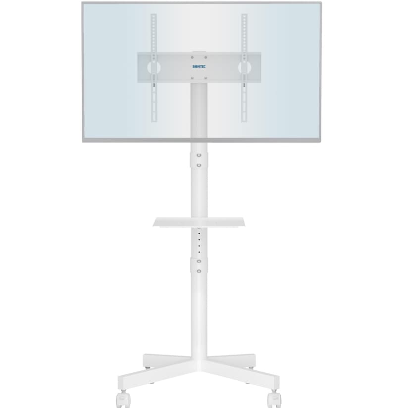 BONTEC Mobile TV Stand on Wheels, Free Standing TV Stand for 23-60 Inch LED LCD Plasma TVs, Rolling Floor TV Cart with Height Adjustable Laptop Shelf, Max VESA 400x400mm, Holds up to 25kg, white - 1