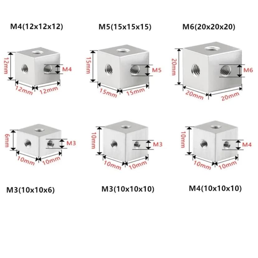 Orivin 20Pcs M-3 Cube Connector Aluminium Profile Hexagonal Square Fixing Block for Fixed Acrylic Sheet Hardware Lighting 10x10x10mm, Silver - 3