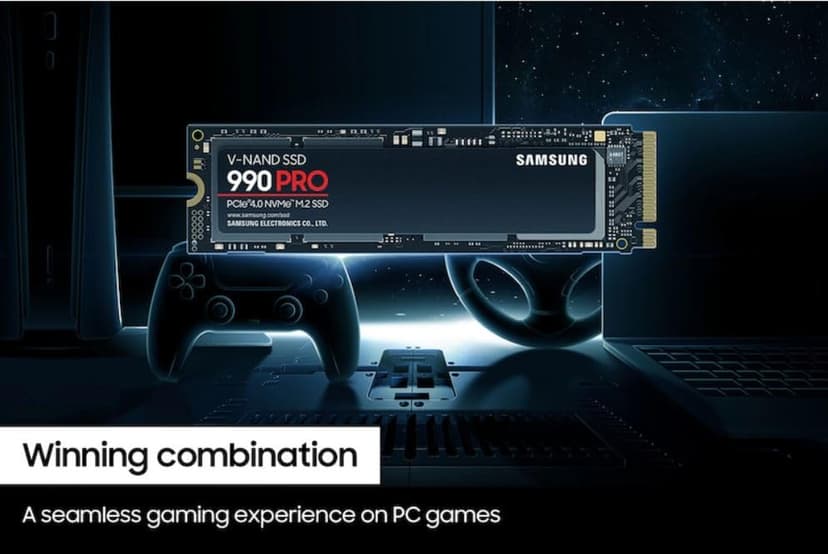 Samsung 990 PRO NVMe M.2 SSD, 4 TB, PCIe 4.0, 7,450 MB/s read, 6,900 MB/s write, Internal SSD, For gaming and video editing, MZ-V9P4T0BW - 9