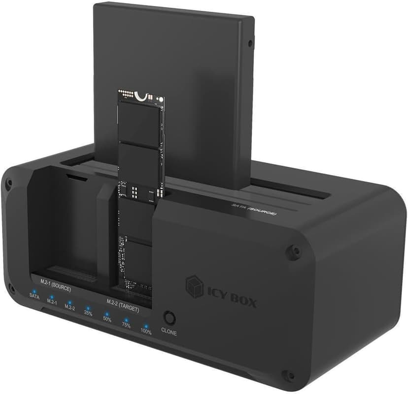 ICY BOX Station d'accueil pour disques M.2 NVMe et SATA, clonage bidirectionnel, USB 3.2 10 Gbit/s - 1