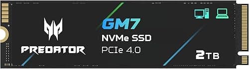 Acer Predator GM7 2TB SSD, M.2 2280 PCIe Gen4 x4 NVMe 2.0, Up to 7200 MB/s, HMB+SLC, Internal PC Solid State Drive for Laptop, Desktop and PS5 - BL.9BWWR.119