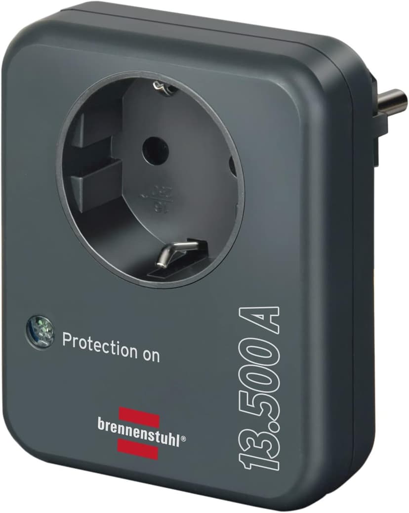 Brennenstuhl Steckdosenadapter mit Überspannungsschutz 13.500 A (Adapter als Blitzschutz für Elektrogeräte) anthrazit - 1