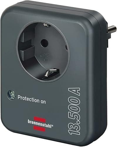 Brennenstuhl Steckdosenadapter mit Überspannungsschutz 13.500 A (Adapter als Blitzschutz für Elektrogeräte) anthrazit