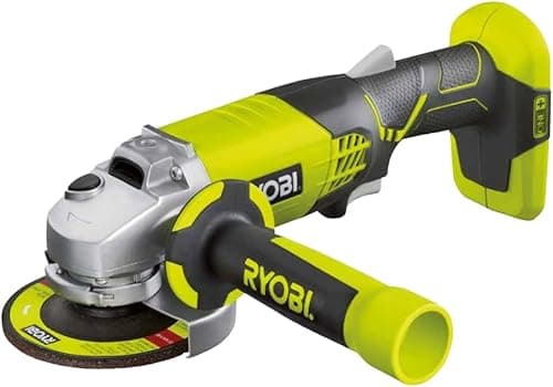 RYOBI - Meuleuse d'Angle Électrique Sans Fil 18V ONE+ Ø115mm - Utilisations sur Métal, Pierre, Parpaing, Ciment et Marbre - Bonne Autonomie - Livrée avec Accessoires - R18AG-0