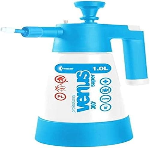 Kwazar Venus Super Pro Plus 360 Degrees 20010025 Viton Spray Pump 1 l Pressure Sprayer with Viton Seal for Professional Use with a White/Blue, 12.5 X 12.5 X 28.5 cm