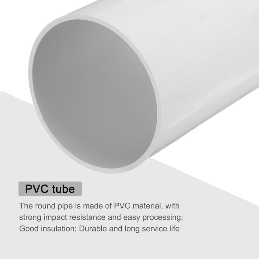sourcing map 6.3 Inch PVC Rigid Tube Round Pipe Tubing Hardware Tubing 152mm ID 160mm OD 20cm/8" Length White High Impact for Water Pipe, Crafts - 4
