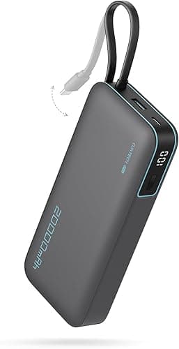 CUKTECH 45W Batterie Externe 20000mAh Power Bank, Batterie Externe Charge Rapide avec Cable Intégré USB C, Batterie Portable pour iPhone 17/16/15/14/13, Samsung, Xiaomi, iPad, MacBook, Switch